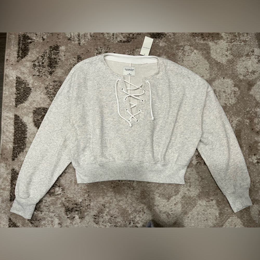 NWT❗️A&F Soft AF Grey Criss-Cross Tie Sweatshirt